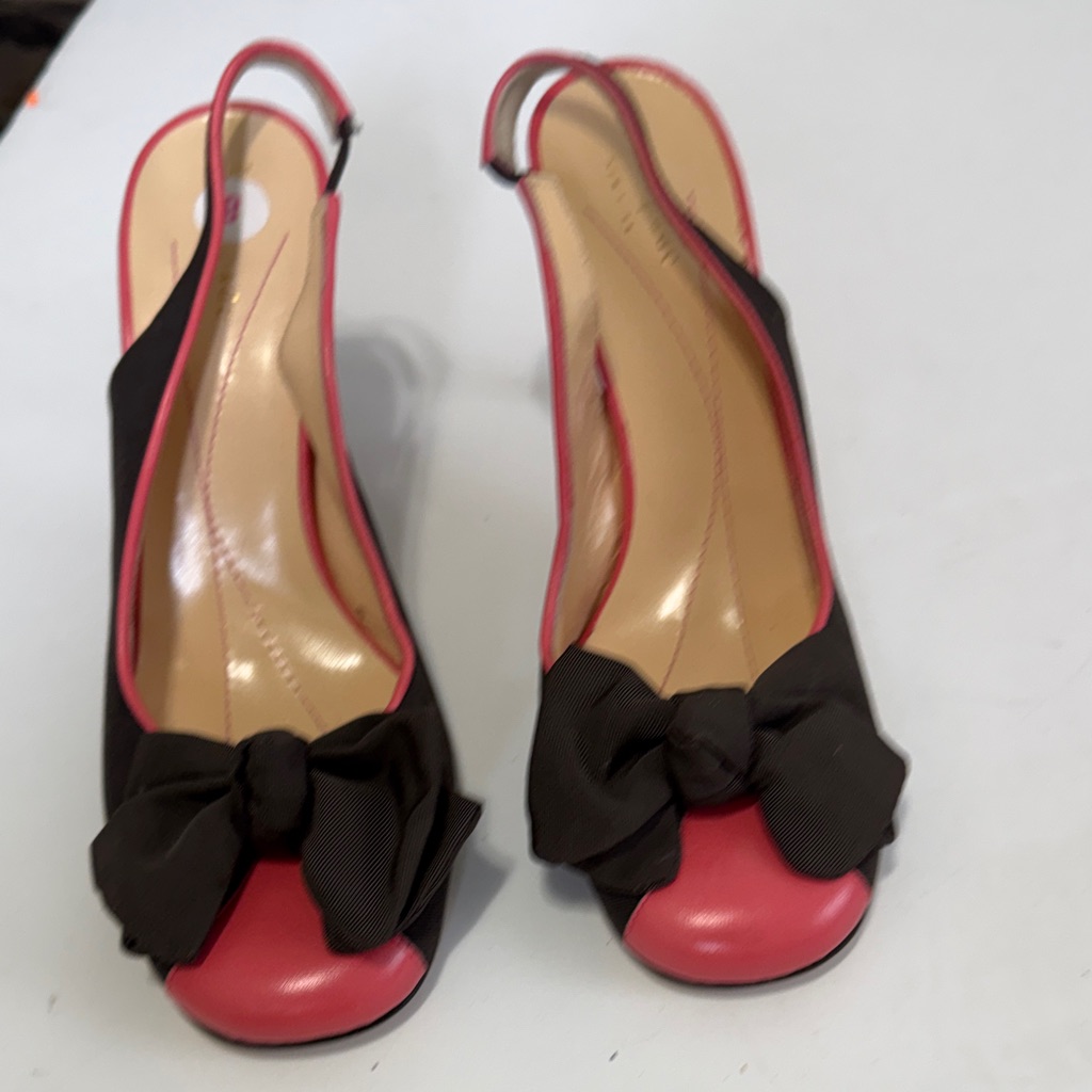 Kate Spade Black And Pink Bow Slingback Heels